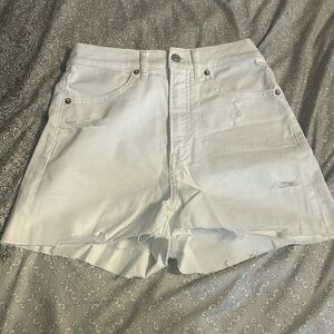 White High Rise Jean Shorts